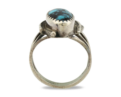 Navajo Ring .925 Silver Spiderweb Turquoise Artist Signed S King C.1980's