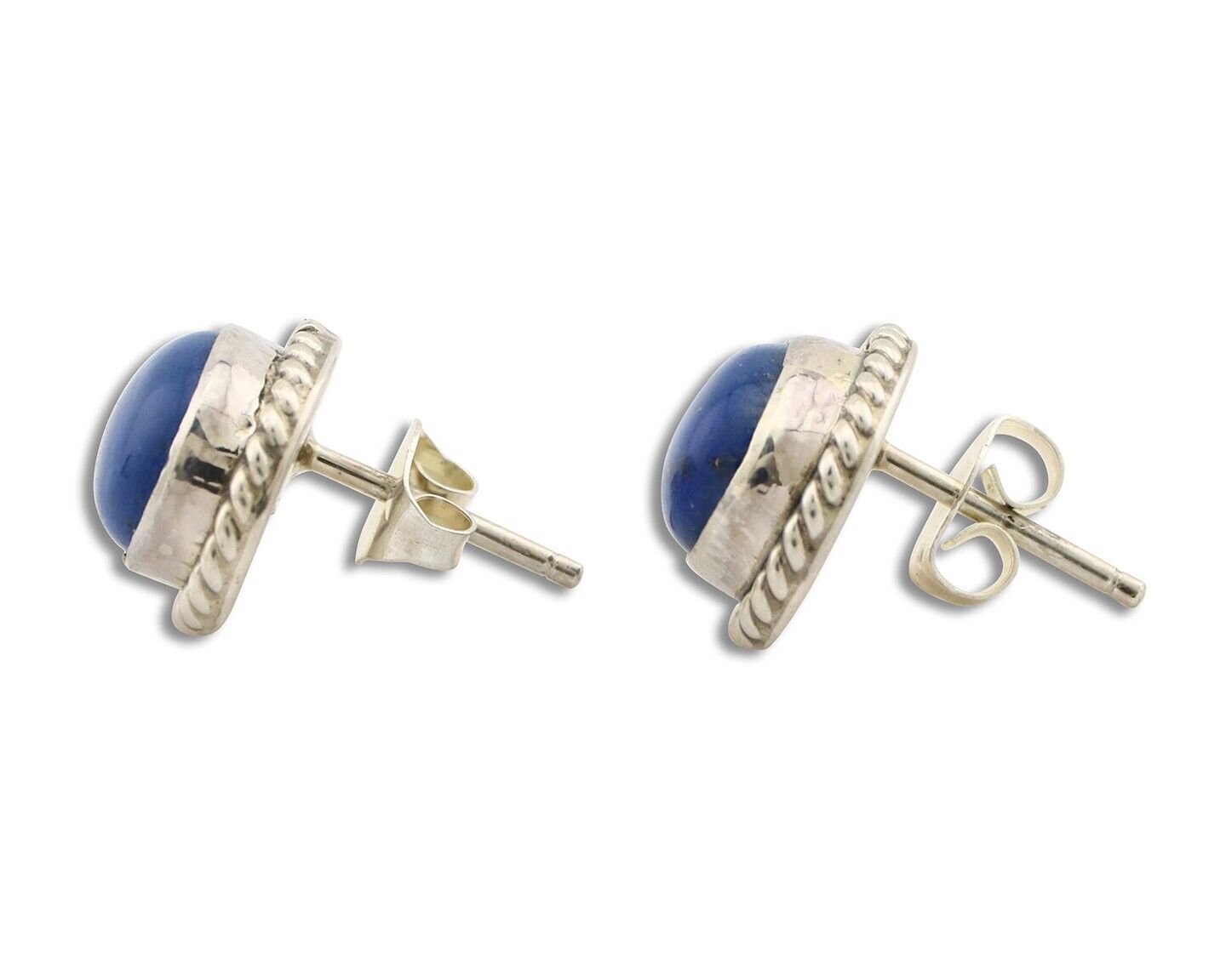 Navajo Earrings 925 Silver Natural Mined Lapis Native American Artist C80s