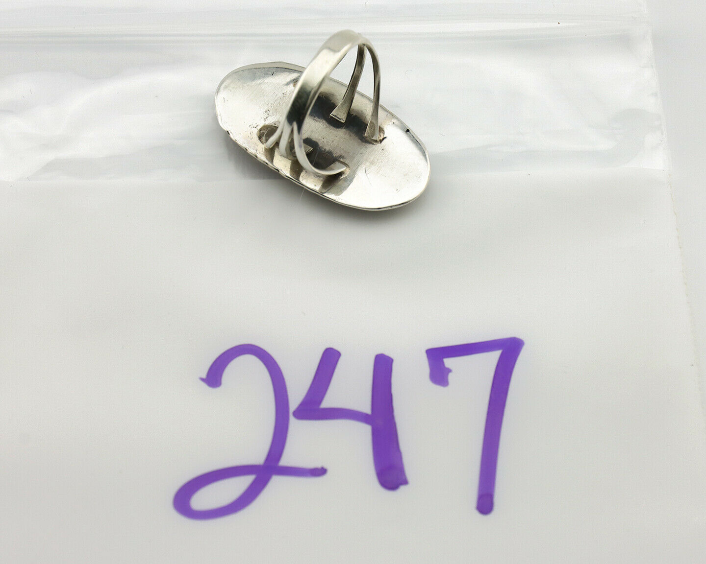 Navajo Ring .925 Silver Kingman Turquoise Artist Signed Talhat C.80's