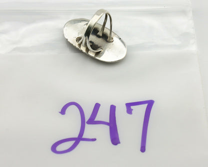 Navajo Ring .925 Silver Kingman Turquoise Artist Signed Talhat C.80's
