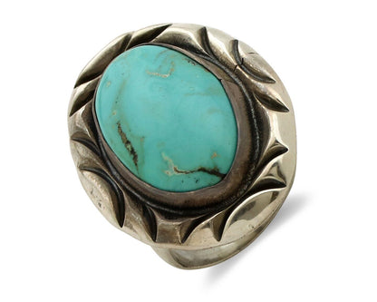 Navajo Ring 925 Silver Natural Blue Turquoise Native Artist Signed C Montoya C80