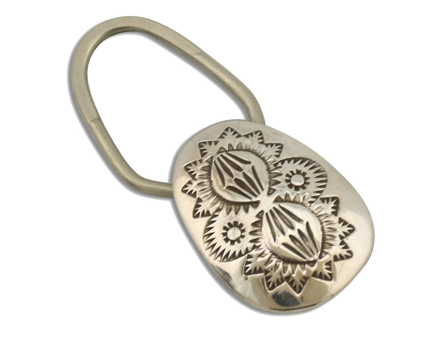 Navajo Key Chain .925 Silver Hand Stamped Native American Artist C.80s