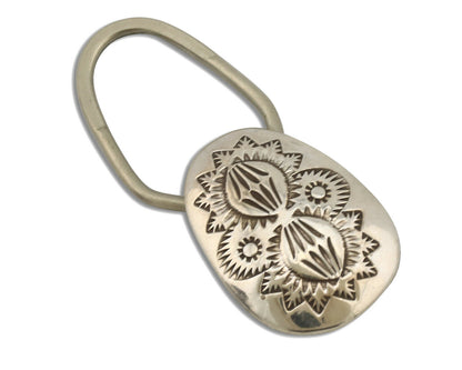 Navajo Key Chain .925 Silver Hand Stamped Native American Artist C.80s