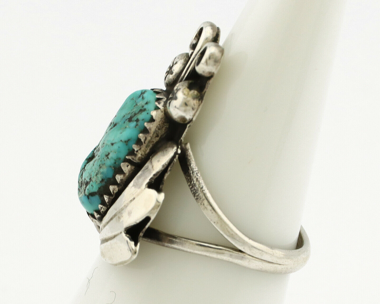 Navajo Ring .925 Silver Sleeping Beauty Turquoise Native Artist C.1980's