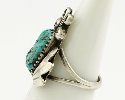 Navajo Ring .925 Silver Sleeping Beauty Turquoise Native Artist C.1980's