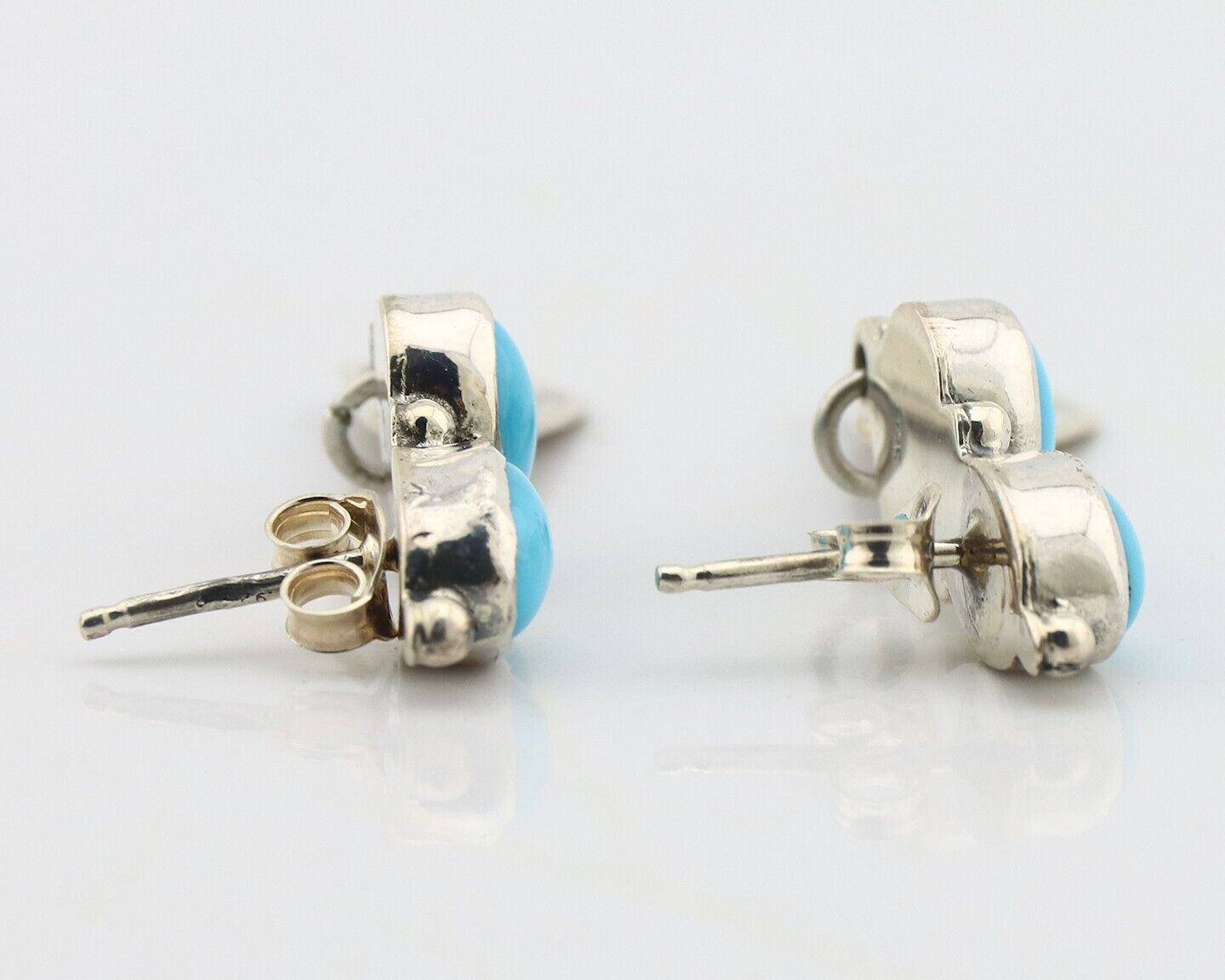 Navajo Earrings 925 Silver Natural Blue Turquoise Native American Earrings C80's