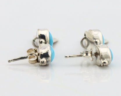 Navajo Earrings 925 Silver Natural Blue Turquoise Native American Earrings C80's