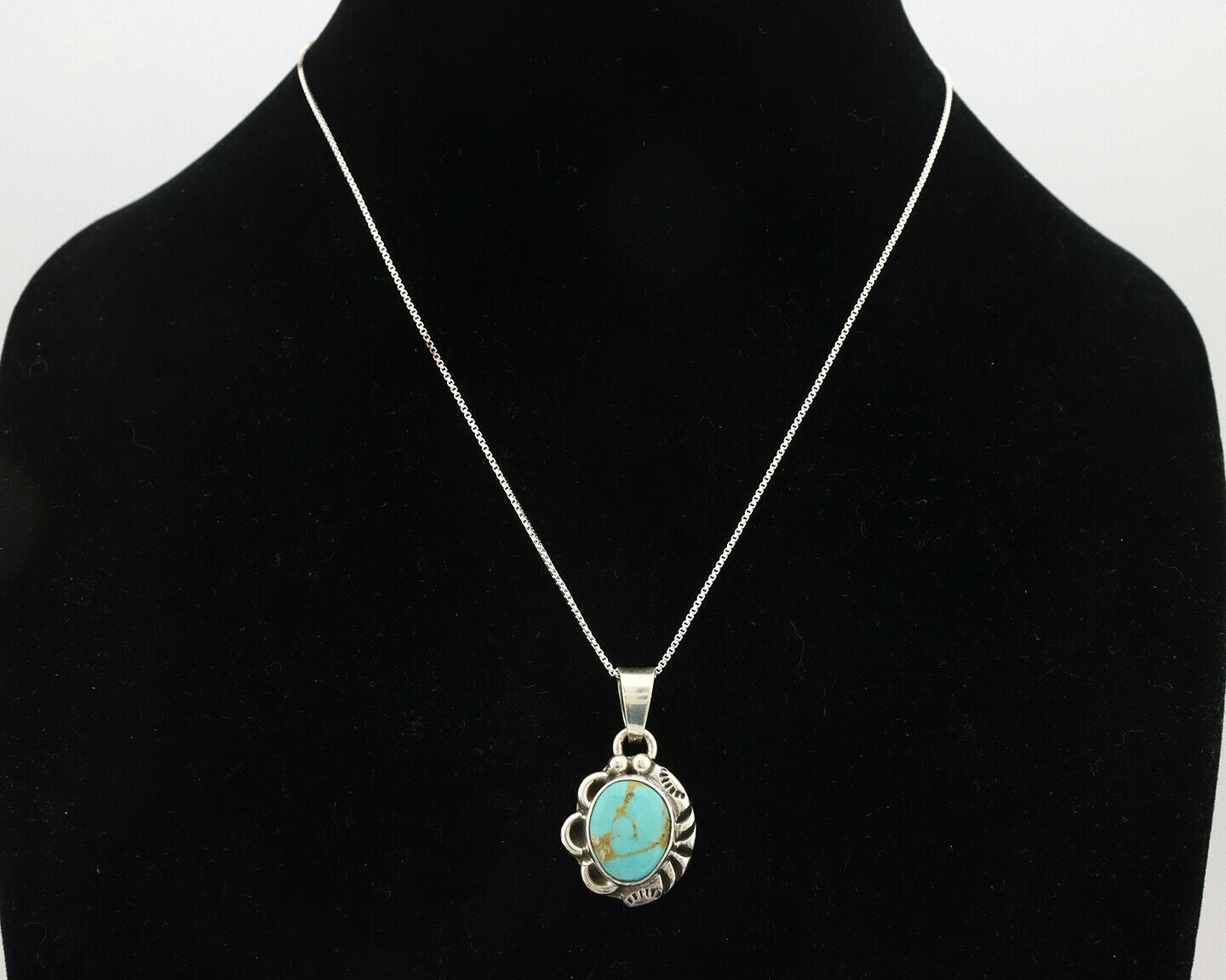 Navajo Pendant .925 Silver Kingman Turquoise Artist Signed Gecko C.80's