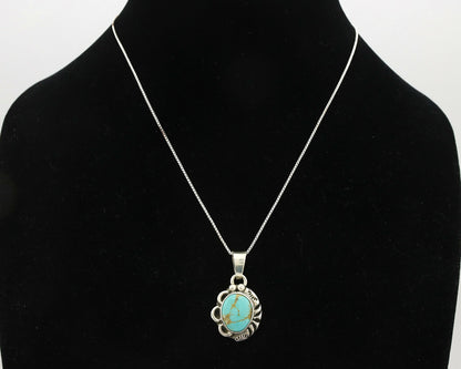 Navajo Pendant .925 Silver Kingman Turquoise Artist Signed Gecko C.80's