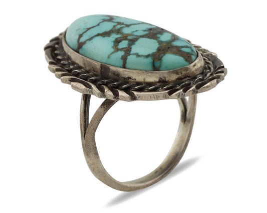 Navajo Ring 925 Silver Blue Spiderweb Artist Signed Billy Eagle C.80s
