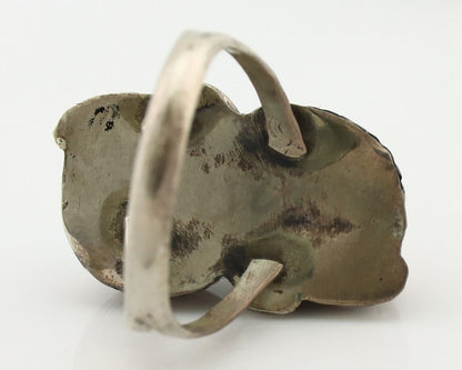 Navajo Handmade Ring 925 Silver Turquiose & Coral Native American Artist C.80's