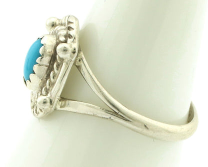 Navajo Ring .925 Silver Natural Blue Turquoise Artist Signed DT C.80's