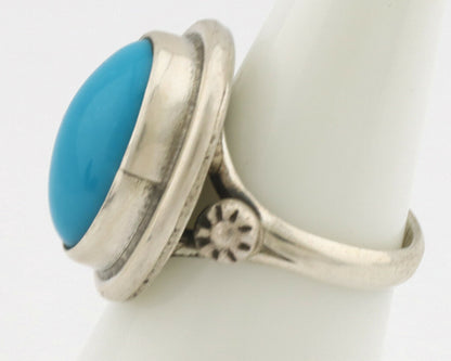 Navajo Ring .925 Silver Natural Blue Turquoise Native American Artist C.1980's