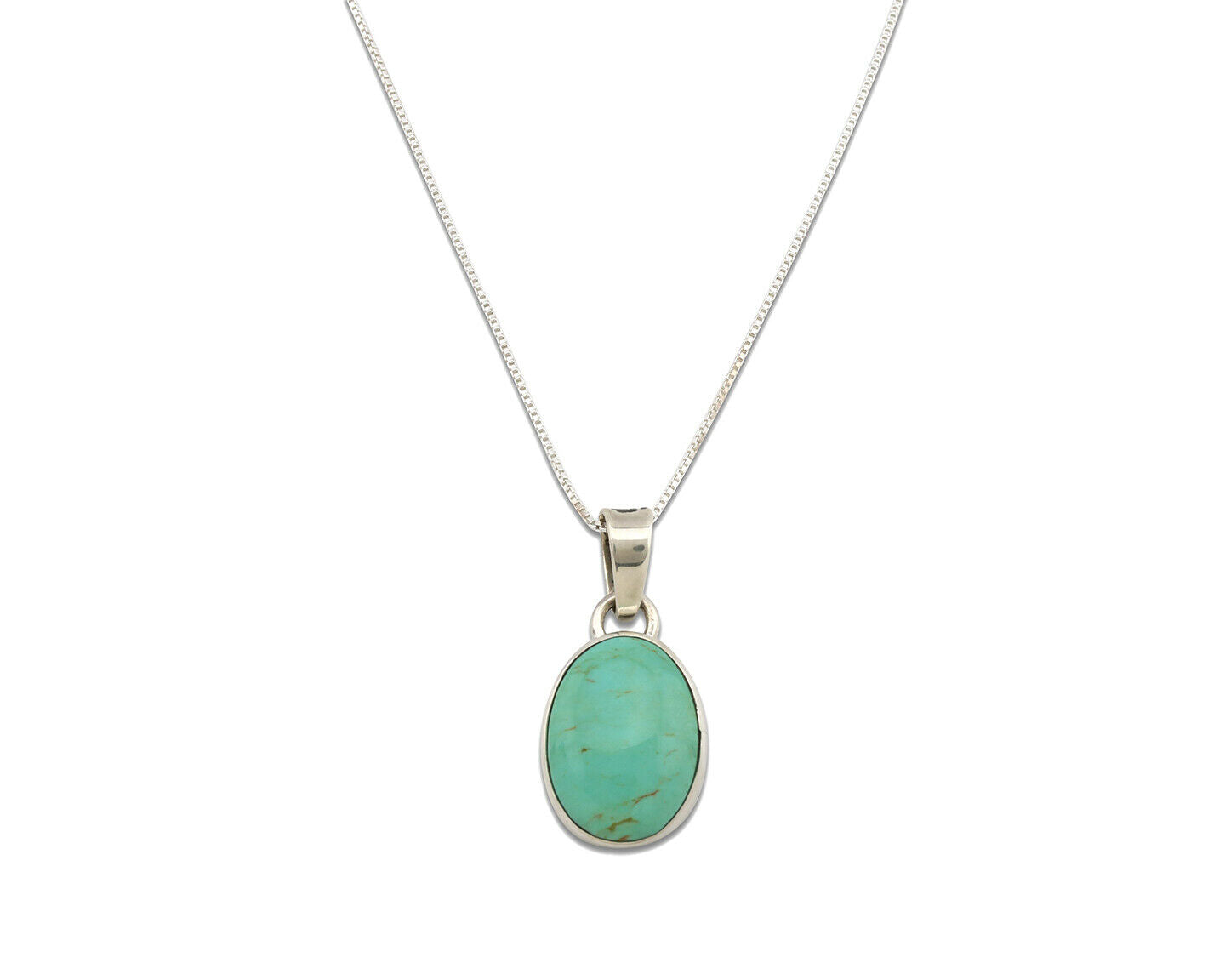 Navajo Necklace .925 Silver Kingman Turquoise Signed Gecko C.80's