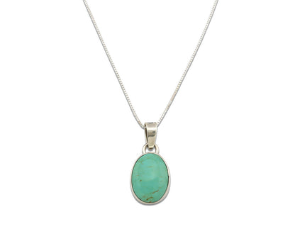 Navajo Necklace .925 Silver Kingman Turquoise Signed Gecko C.80's