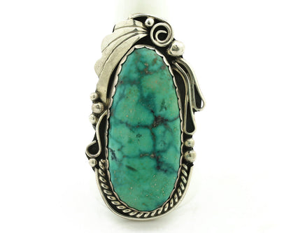 Navajo Ring 925 Silver Globe Turquoise Artist Signed Justin Morris C.80's