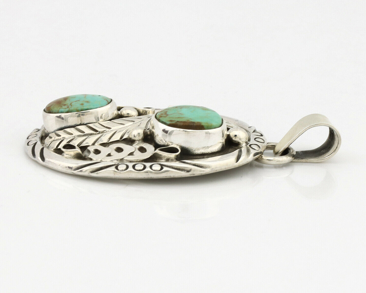 Navajo Necklace .925 Silver Kingman Turquoise Native American C.80's
