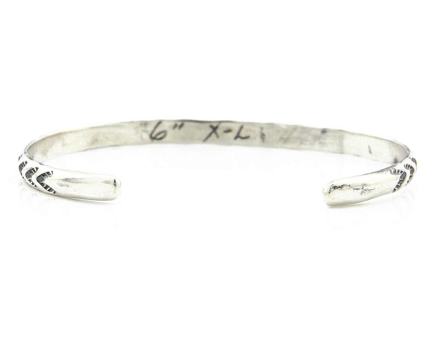 Navajo Bracelet .925 Silver Hand Stamped Arrow Head Artist I Montoya C80s