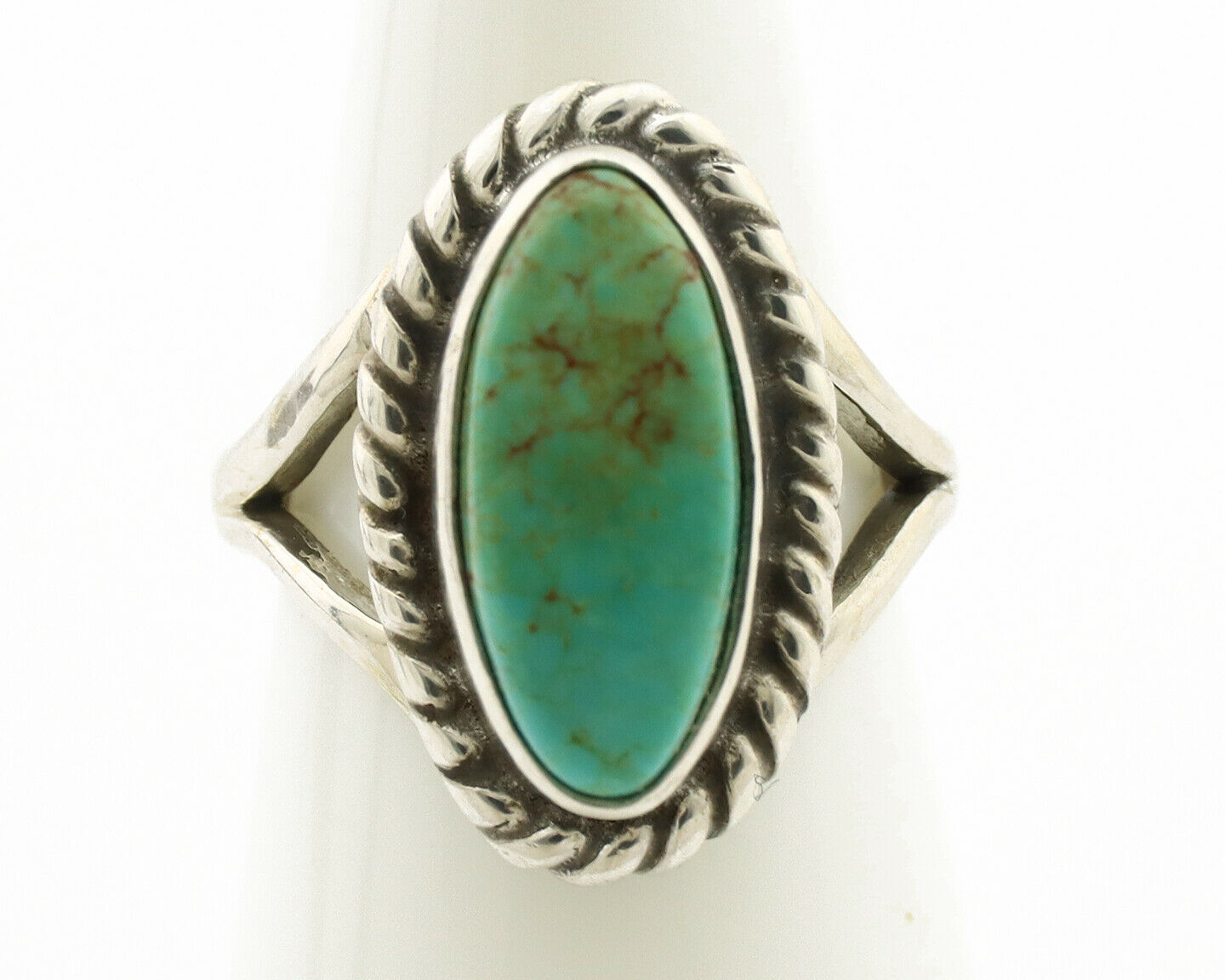 Navajo Ring .925 Silver Natural Mined Turquoise Artist Signed Gecko C.80's
