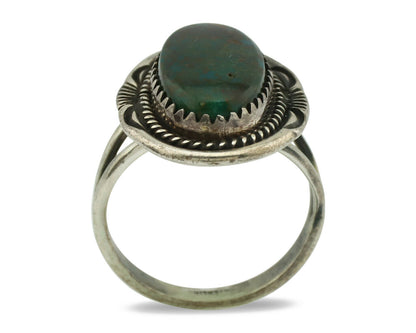Navajo Ring .925 Silver Nevada Turquoise Native American Artist C.1980's