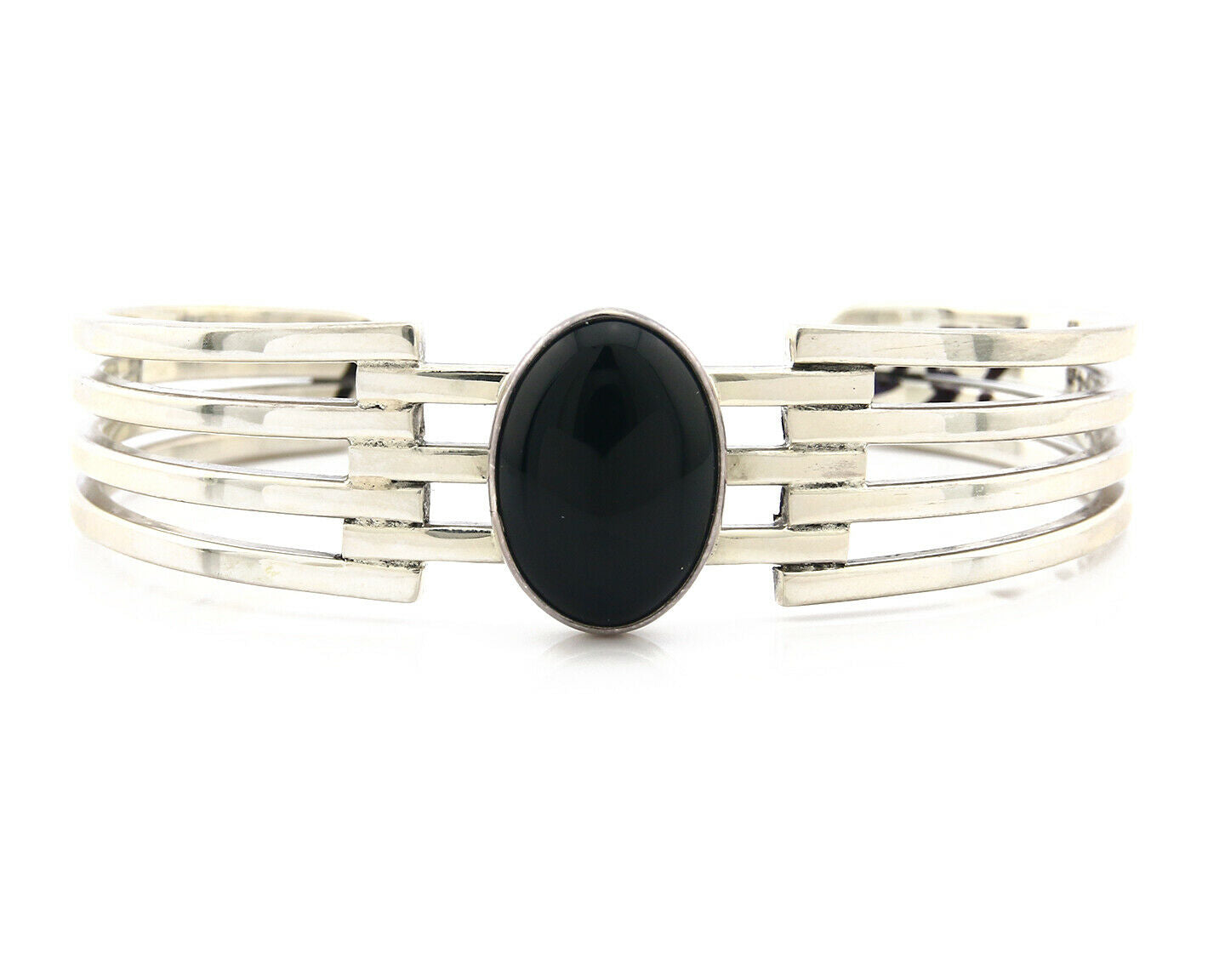 Mexican Bracelet .925 Silver Artist Signed PM Black Onyx C.80's