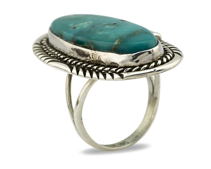 Navajo Ring .925 Silver Kingman Turquoise Signed William Denetdale C.80's