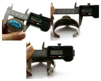 Navajo Bracelet .925 Silver Sleeping Beauty Turquoise Artist DZ C.80's