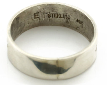Navajo Ring 925 Silver & Solid 14k Yellow Gold Artist Signed E Hand Stamped C80s