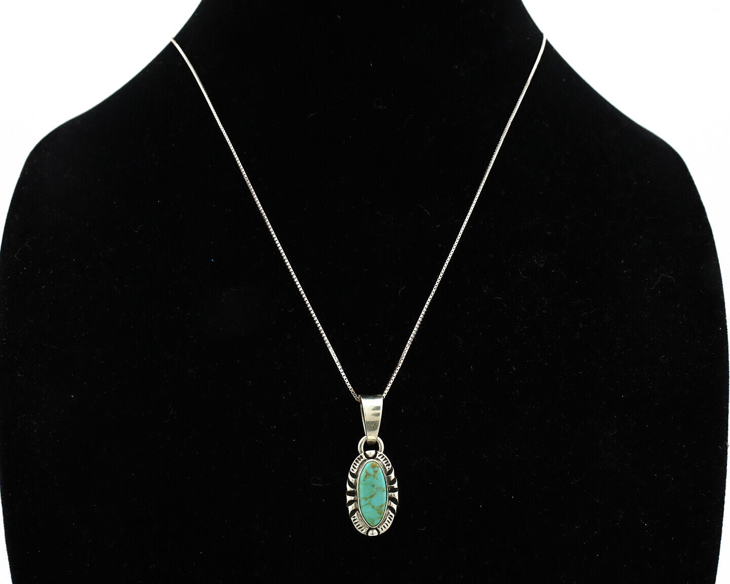 Navajo Necklace 925 Silver Kingman Turquoise Artist Signed Gecko C.80's