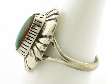 Navajo Ring .925 Silver Natural Mined Turquoise Artist Signed M Montoya C.80's