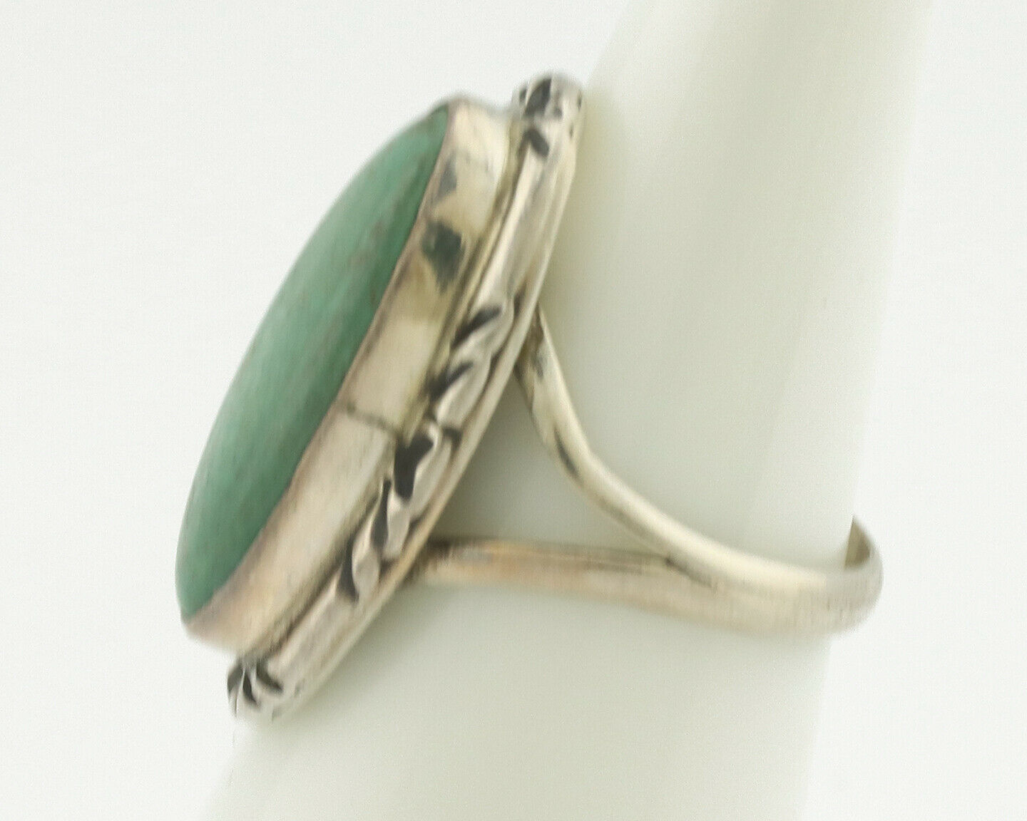 Navajo Ring .925 Silver Natural Turquoise Artist Signed Native American C.80's
