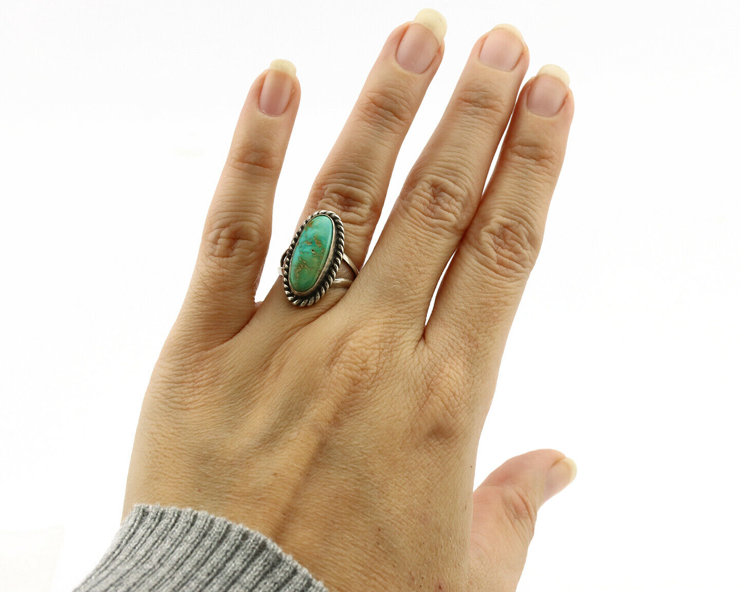 Navajo Ring .925 Silver Royston Turquoise Native American Artist C.1980's