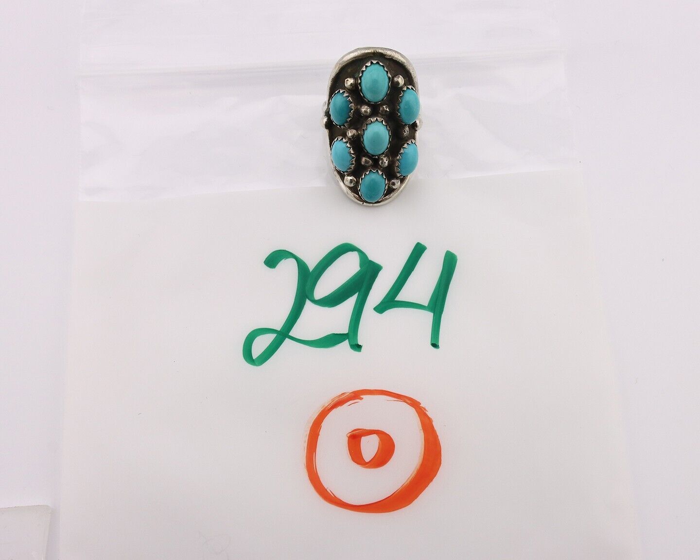 Navajo Ring .925 Silver Natural Blue Turquoise Artist Signed L Henderson C.80's