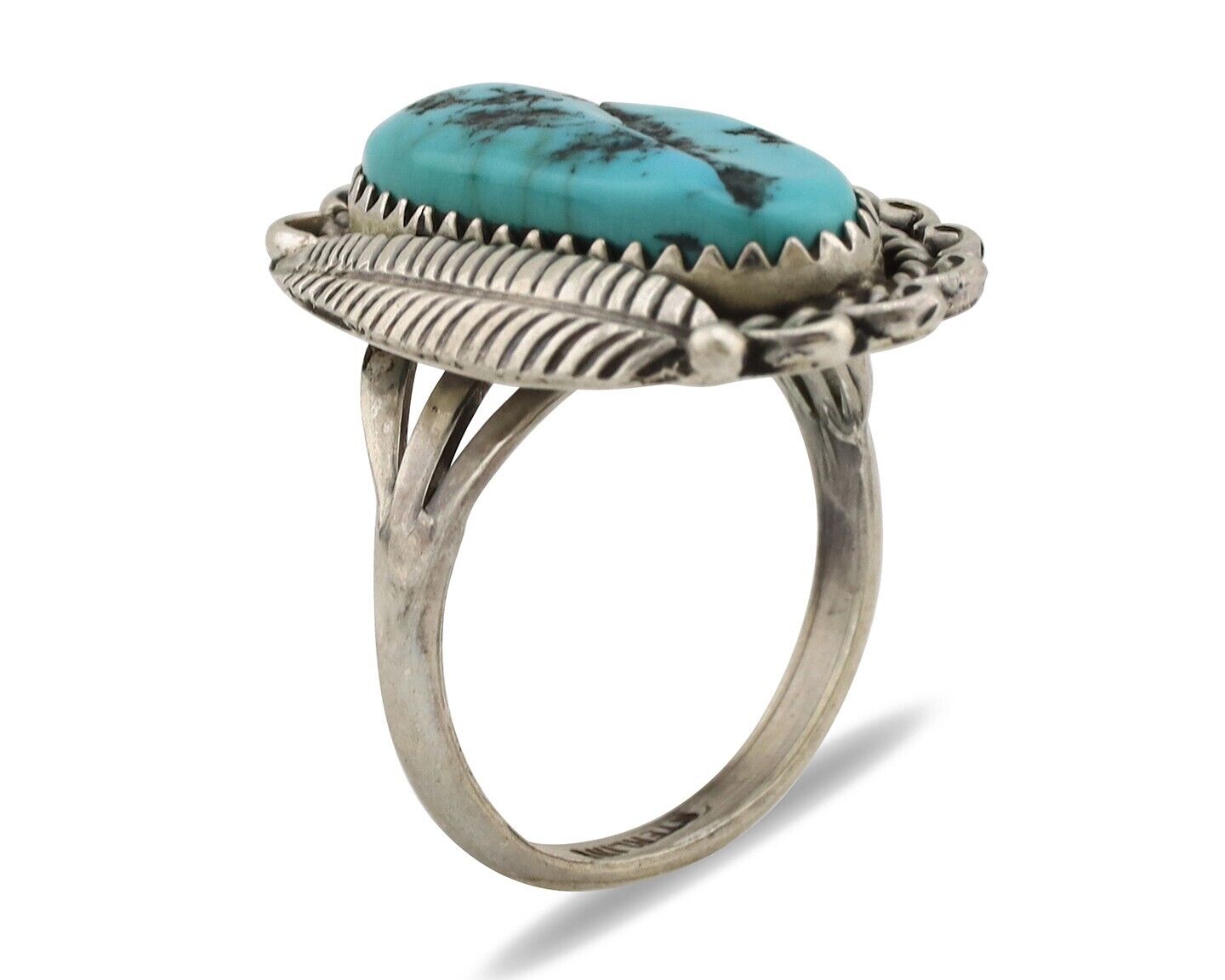 Navajo Ring .925 Silver Sleeping Beauty Turquoise Native American Artist C.80's