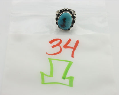 Navajo Ring .925 Silver Natural Blue Turquoise Native American Artist C.80's