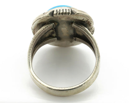 Navajo Ring .925 Silver Blue Gem Turquoise Native American Artist C.80's