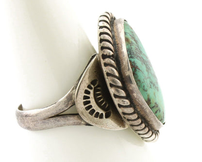 Navajo Handmade Ring 925 Silver Spiderweb Turquoise Signed Native Artist C.80's