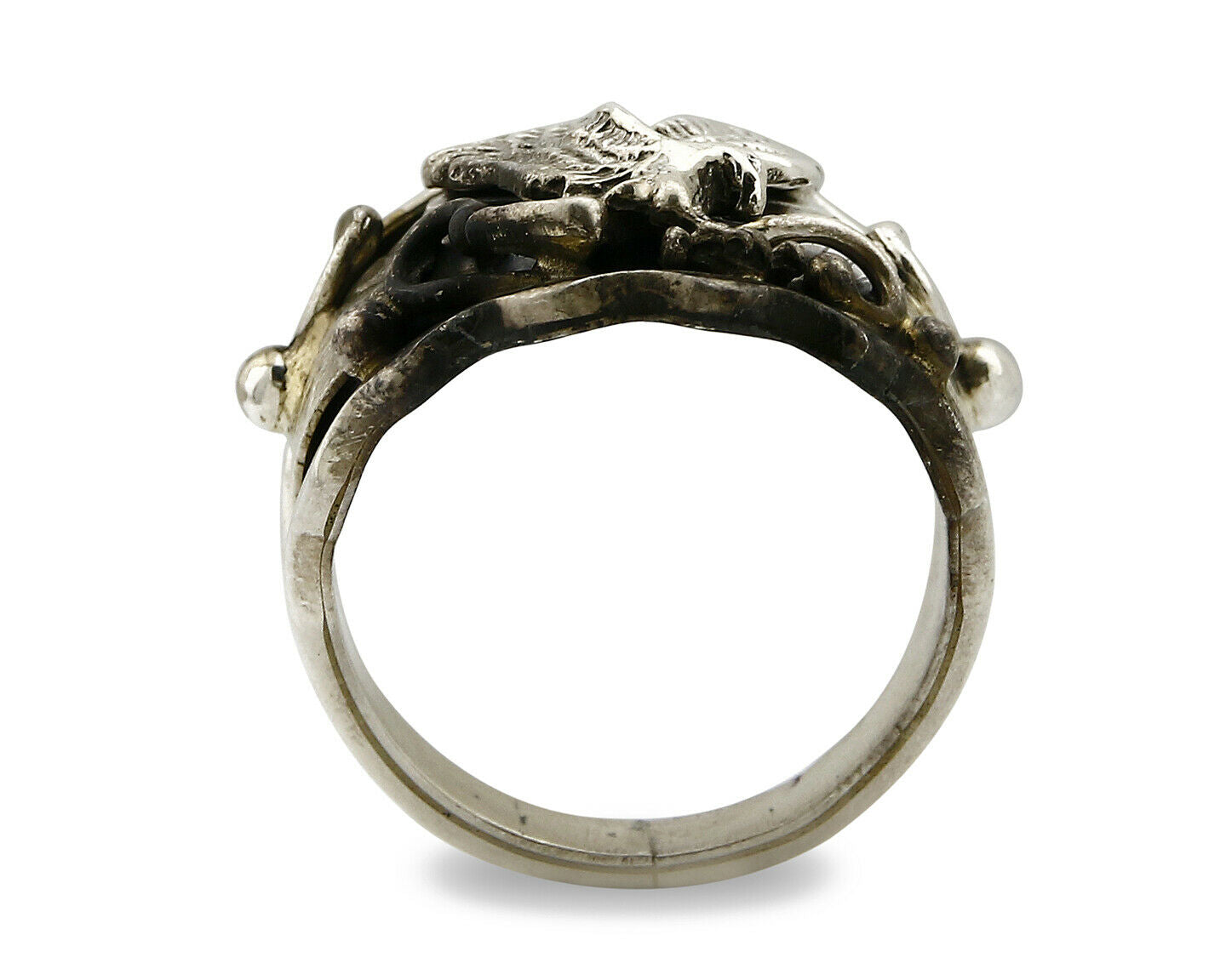 Navajo Eagle Ring .925 SOLID Silver Handmade Signed Artist S Circa 1980's