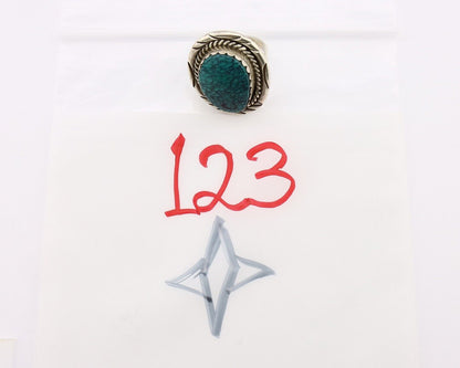 Navajo Handmade Ring .925 Silver Spiderweb Turquoise Native American Artist C80s