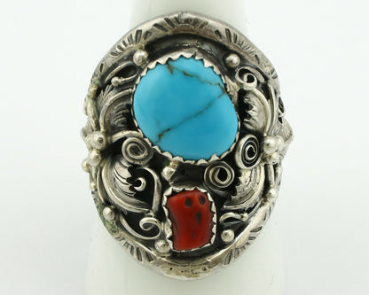 Navajo Ring .925 Silver Natural Blue Turquoise Native American Artist C.80's