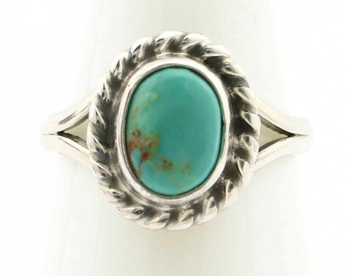 Navajo Ring .925 Silver Kingman Turquoise Artist Signed Gecko C.90's