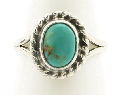 Navajo Ring .925 Silver Kingman Turquoise Artist Signed Gecko C.90's