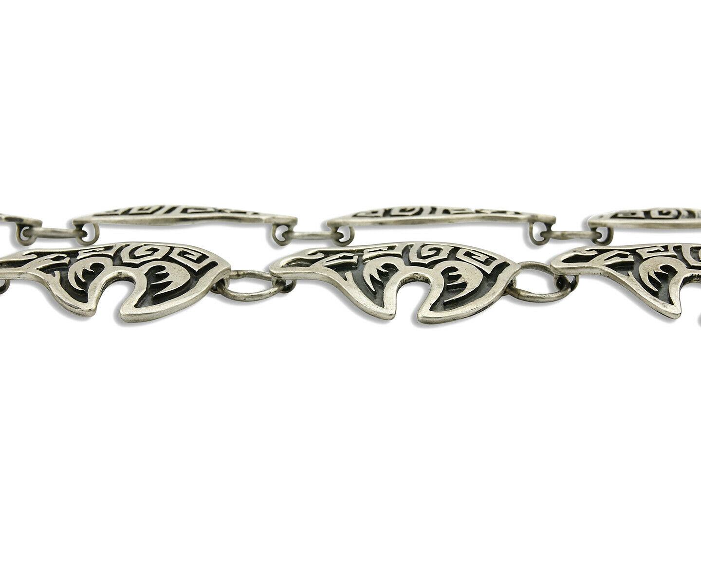 Navajo Spirit Bear Concho Belt .925 Silver Handmade Signed M Montoya C.80's