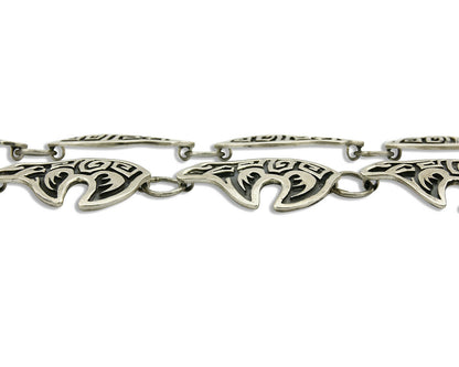 Navajo Spirit Bear Concho Belt .925 Silver Handmade Signed M Montoya C.80's