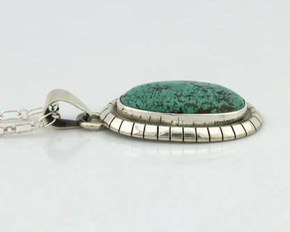 Navajo Pendant .925 Silver Spiderweb Turquoise Native American C.80's