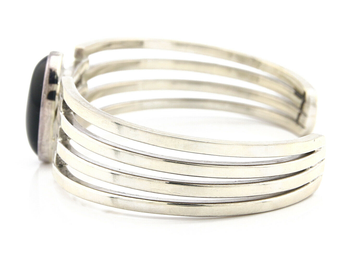 Mexican Bracelet .925 Silver Artist Signed PM Black Onyx C.80's