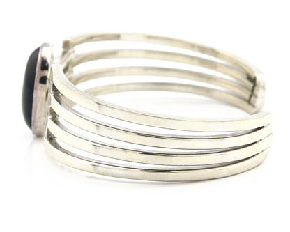 Mexican Bracelet .925 Silver Artist Signed PM Black Onyx C.80's