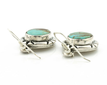 Navajo Earrings .925 Silver Kingman Turquoise Native American Artist C.80's
