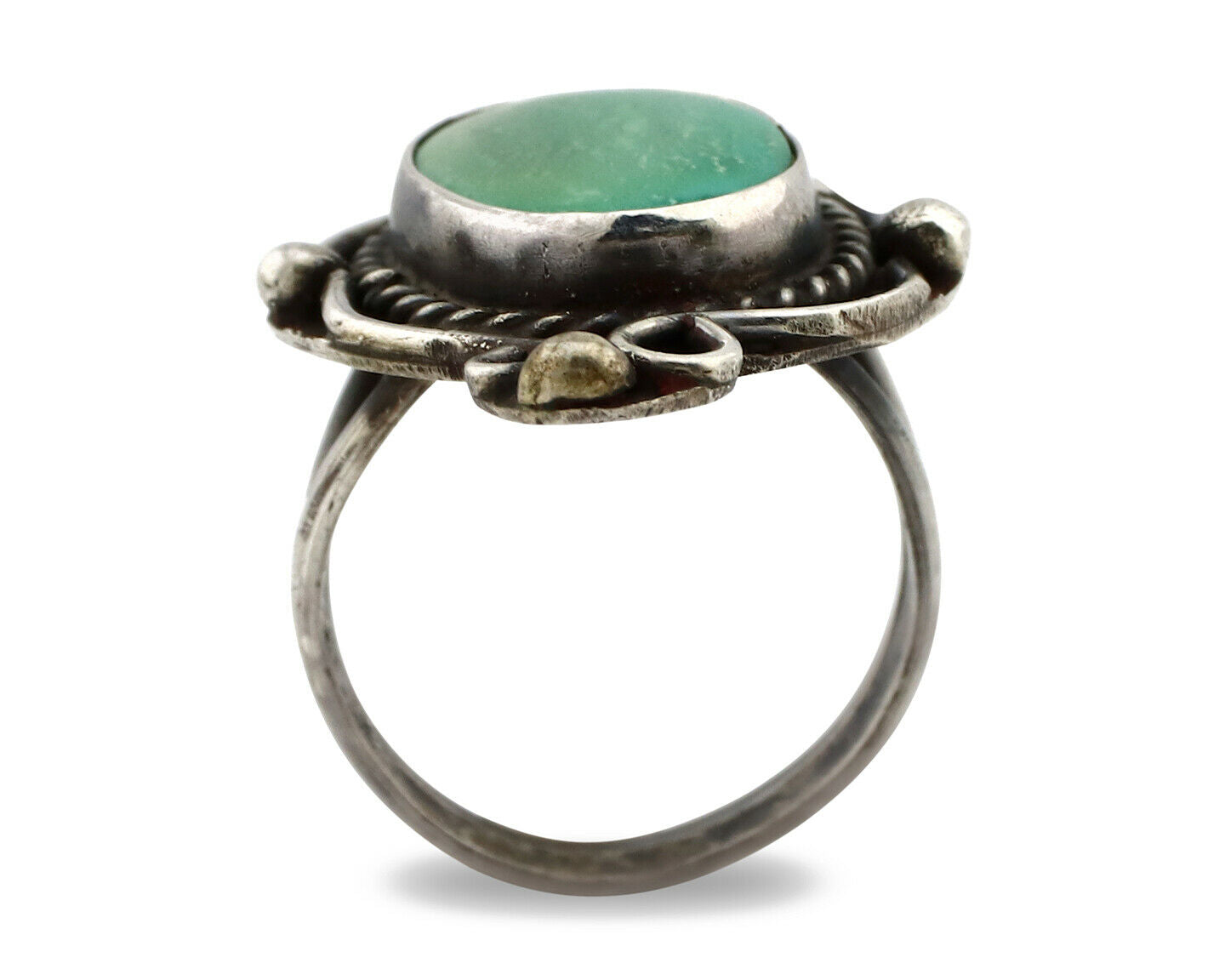 Navajo Ring .925 Silver Kingman Turquoise Native American Artist C.80's