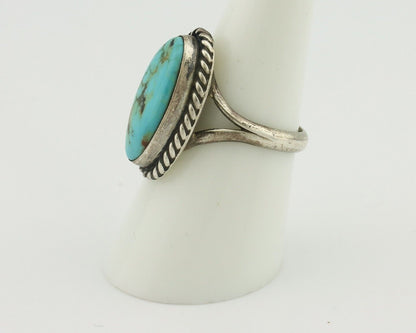 Navajo Ring .925 Silver Natural Blue Turquoise Native American Artist C.80's